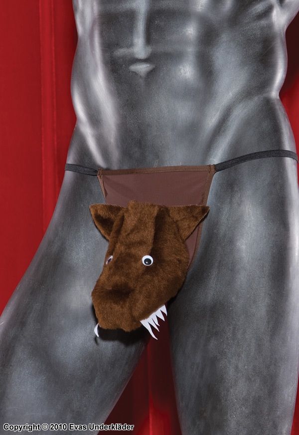 Male thong with wolf character